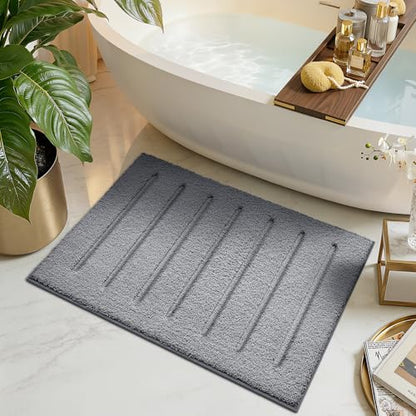 LUMI Ultra Soft Bathroom Rugs Absorbent, Non Slip Bath Mat 20x32, Grey - color: Grey, size: 20" X 32"