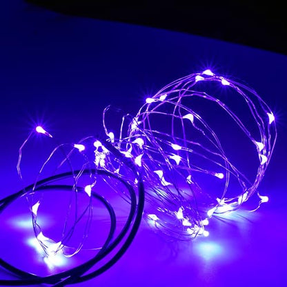 Karlling USB Plug in LED Fairy Lights,50 LED Bulbs 16 Ft Silver Wire Starry String Lights for Bedroom Patio Garden Party Wedding Commercial Lighting (Purple) - color: Purple, size: 50 Leds