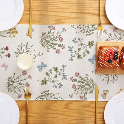 ONFAON Spring Decorations for Home,Spring Table Runner 13x72 Inch Wildflowers Floral,Seasonal Summer Home Kitchen Dining Room Table Decorations - size: Spring01