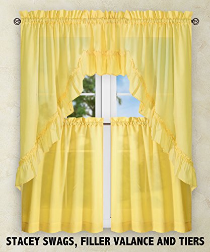 Ellis Curtain Stacey 54-by-13 Inch Ruffled Filler Valance (Yellow) - color: Yellow