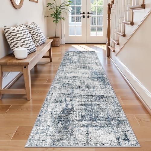 Washable 2x8 Runner Rug: Modern Abstract Carpet Runners for Hallway - color: Blue, size: 2' x 8' (Runner)