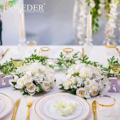 Flower Balls Centerpieces for Tables: White Silk Rose, 2Pcs - color: White, size: 2 PCS