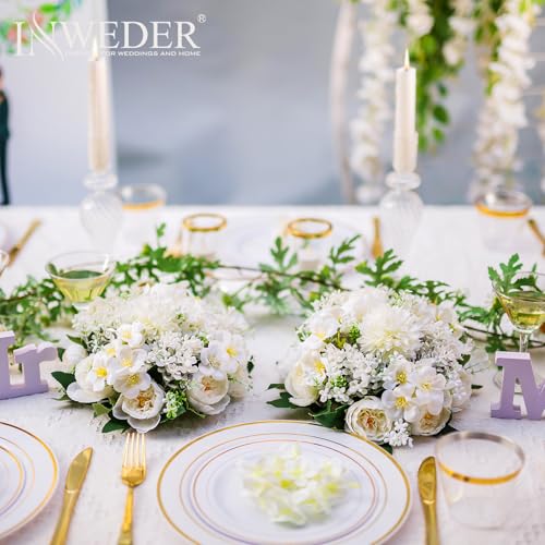 Flower Balls Centerpieces for Tables: White Silk Rose, 10Pcs - color: White, size: 10 PCS