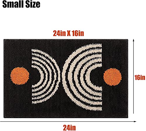 Boho Bathroom Rugs Non-Slip Abstract Bath Rugs Microfiber Cute Mat Black Washable for Tube/Washbasin/Toilet (Black-Music, 16"X24") - color: Black-music, size: 1'4" x 2' (Oblong)