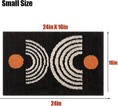 Boho Bathroom Rugs Non-Slip Abstract Bath Rugs Microfiber Cute Mat Black Washable for Tube/Washbasin/Toilet (Black-Music, 16"X24") - color: Black-music, size: 1'4" x 2' (Oblong)