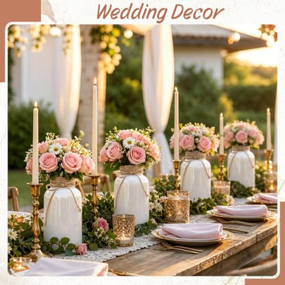 12 Pack Mason Jar Vases for Centerpieces, White Glass Flower Vase - color: White