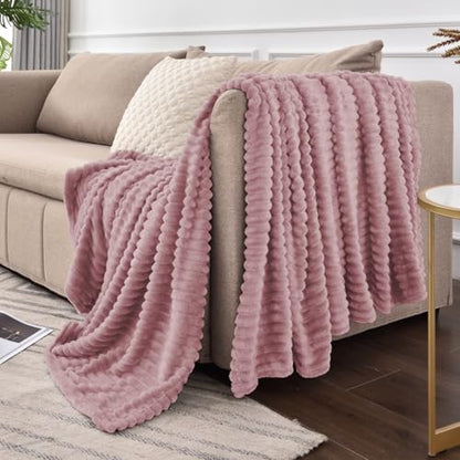 BEDELITE 3D Ribbed Berry Purple Fleece Twin Blanket for Couch, 60x80 Inch - color: Berry Purple, size: Twin(60"x80")