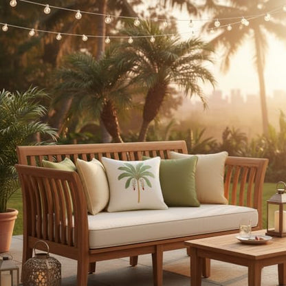 Embroidered Throw Pillow Covers 18x18 Pack of 2 Sage Green Palm Tree - color: Sage Green Palm Tree