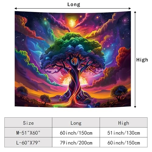 Apdidl Blacklight Tree of Life Tapestry Bedroom, Black Light Space Posters - color: I - Blacklight Tree Tapestry, size: 79"L x 60"W
