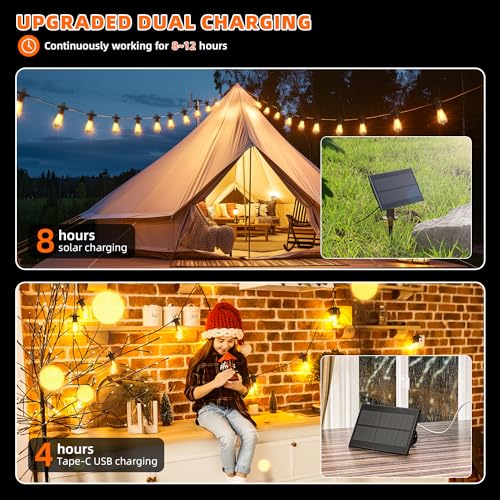 Kawaya ST38 Solar Outdoor String Lights 100FT for Patio Garden Porch Bistro - size: 100FT New