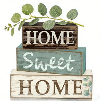 Farmhouse Tiered Tray Decor, 4pcs Home Sweet Home Table Decor - style: Homely