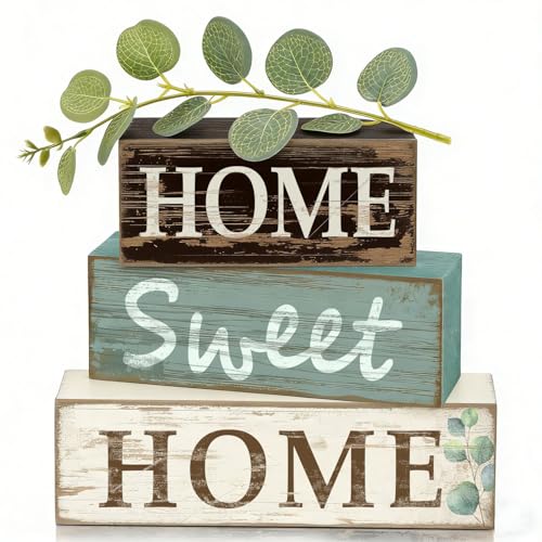 Farmhouse Tiered Tray Decor, 4pcs Home Sweet Home Table Decor - style: Homely