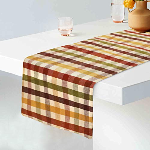 Urban Villa Table Runner Cotton Heavier Quality 14x72 Harvest Checks - color: Harvest Checks, size: 14" x 72"