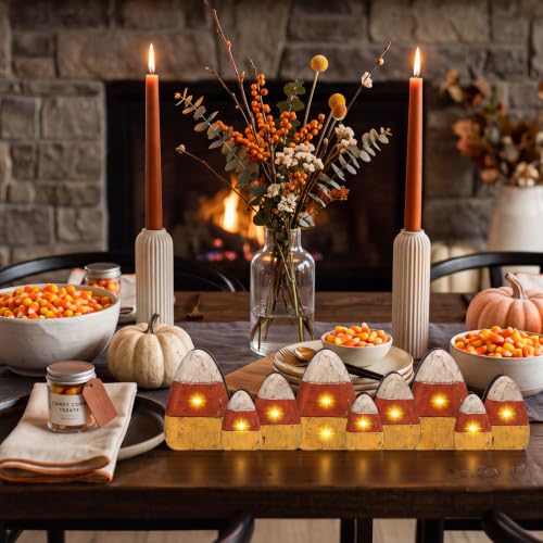Yousoontic Lighted Candy Corn Decor for Halloween Fall Table Centerpieces - style: Candy Corn