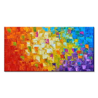 Seekland Art Hand Painted Texture Oil Painting on Canvas Abstract Wall Art Deco Contemporary Artwork Framed Ready to Hang (48 * 24 inch) - size: 48"L x 24"W