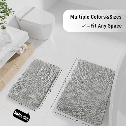 Chenille Bathroom Rug 24"x16" Soft Absorbent Quick Dry Rugs,Light Gray - color: Light Gray, size: 1'4" x 2' (Rectangular)