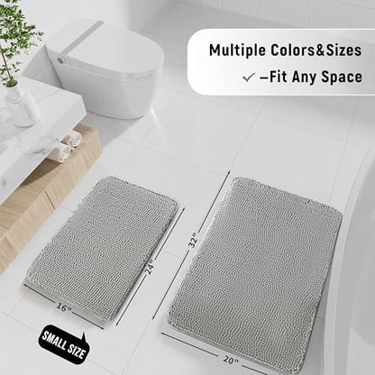Chenille Bathroom Rug 32"x20" Soft Absorbent Quick Dry Rugs, Light Gray - color: Light Gray, size: 1'8" x 2'8" (Rectangular)