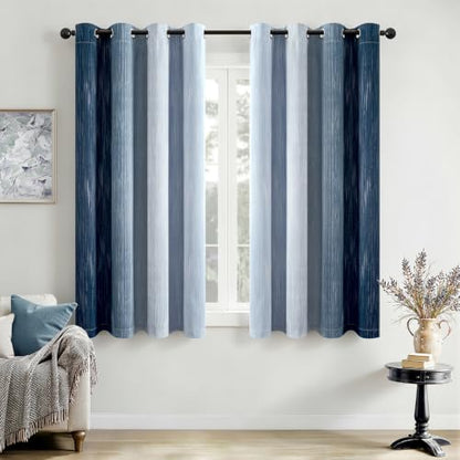 MIULEE Dark Blue and Light Blue Ombre Blackout Curtains 52Wx63L Set of 2 - color: Dark Blue and Light Blue, size: 52"W x 63"L (Pack of 2)