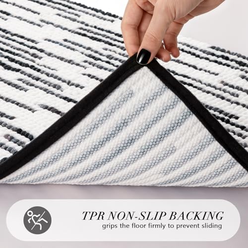 BSICPRO Bathroom Rugs Sets 2 Piece, Modern Bath Mat 20"x32"+16"x24", Black - color: Black and White, size: 20" x 32" Plus 16" x 24"