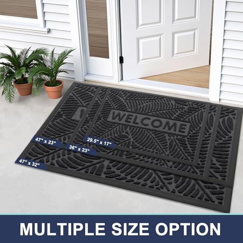 Smiry Welcome Front Door Mat for Outdoor Indoor 29.5x17, All-Season Doormat - color: Grey, size: 29.5" X 17"