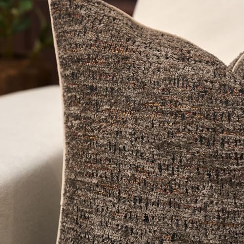 Yangest Chenille Pillow Cover 12 x 20 Inches, Thick Textured Rectangle Throw Pillow Cover Farmhouse Modern Soft Accent Couch Neutral Pillow Cover for Living Room Bedroom, Gray Brown - color: Gray Brown, size: 20" x 12" (Pack of 1)