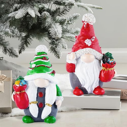 Winter Resin Christmas Gnomes and Gnome Figurines Decor Set