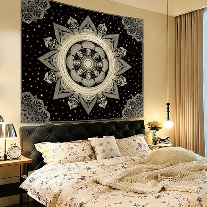Apdidl Mandala Black Tapestry for Bedroom, Boho Hippie Ceiling Tapestries - color: Mandala Black Tapestry, size: 60"L x 51"W