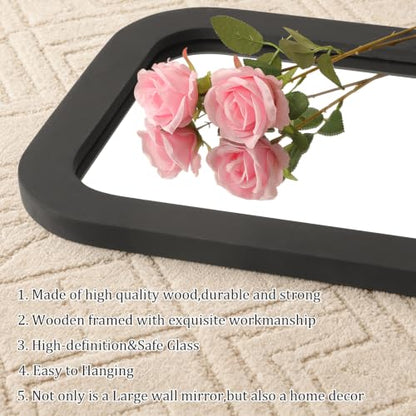 AAZZKANG Wall Mirror Full Length Rectangle Large Black Wood Framed 43"x14" - color: Black, size: 47"L x 16"W