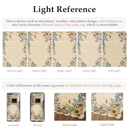 2x3 Floral Beige Scalloped Area Rug - color: Scalloped | Beige, size: 2' x 3' (Rectangular)