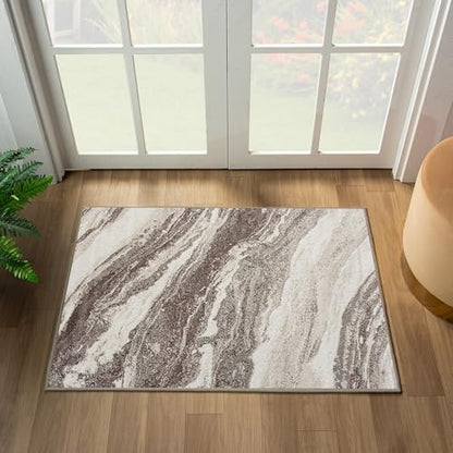 LUXE WEAVERS Abstract Art Deco Area Rug Brown 2x3 - color: Brown, size: 2' x 3' (Rectangular)