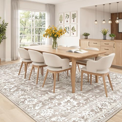 Soalmost 8x10 Area Rugs for Living Room, Washable Neutral Rug Light Brown - color: Light Brown, size: 8' x 10' (Rectangular)