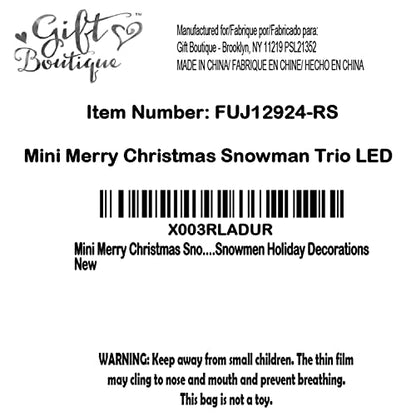 Gift Boutique - Mini Merry Christmas Snowman Trio LED Table Topper Decor
