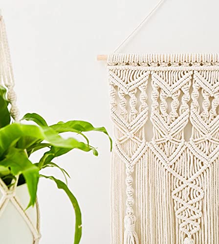 Mkono 2 Pcs Macrame Wall Hanging, Boho Woven Chic Tapestry Decor, Ivory - size: Large