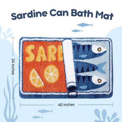 TRUEDAYS Sardine Bath Mat, Cute Bath Rugs for Bathroom 24x40 Inch, Blue - color: Blue, size: 24x40 inches (Rectangular)