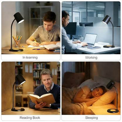 LED Desk Lamp with Speaker 3 Light Colors,Small Desk lamp - color: Black