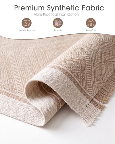 Placemats Set of 6, 13.8 x 17.7 Inch, Polyester, Jacquard Woven - color: Polyester-13.8 X 17.7inch-natural Beige