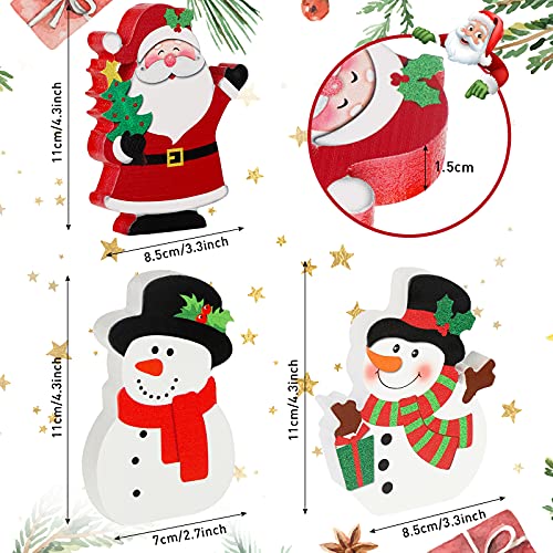 3 Pieces Christmas Table Centerpiece for Tiered Tray Wooden Santa Signs