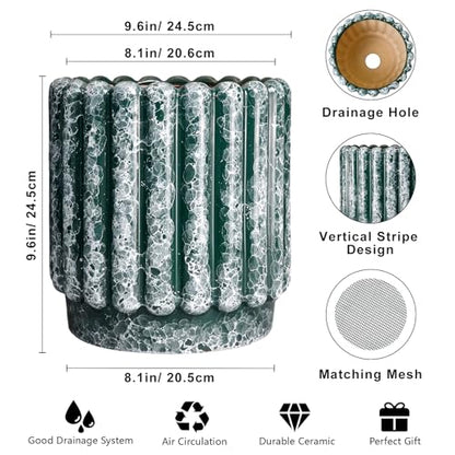 Ceramicfor Ceramic Plant Pot, 9.6 Inch, Green - color: Green, size: 9.6 Inch