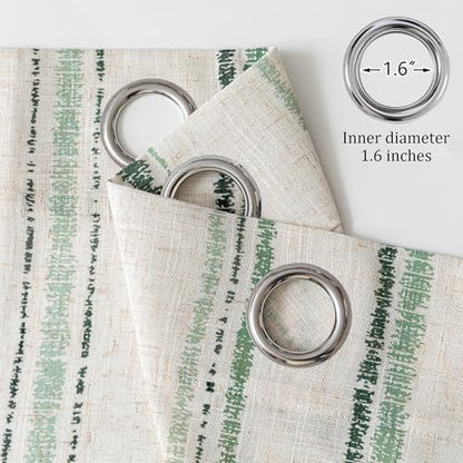 MYSKY HOME Green Striped Linen Curtains for Living Room 84 Inches 2 Panels - color: Green, size: 52"W x 84"L (Pack of 2)