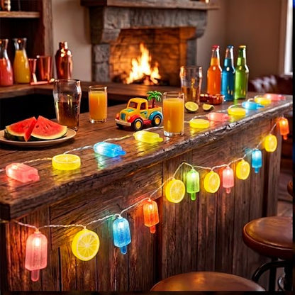 8.5Ft Popsicle and Lemon String Lights Outdoor, 10 LED Party Lights Plug in - color: Popsicle and Lemon String Lights