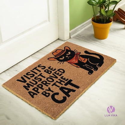 Funny Coir Door Mats Outside and Inside, Cat, 17 x 30 in - color: Cat