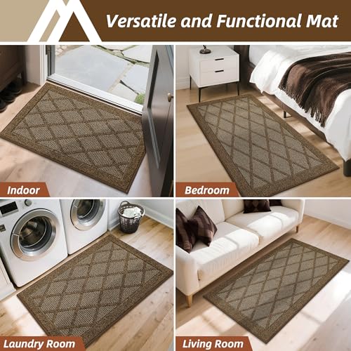 COSY HOMEER Non-Slip Door Mat 36"x60",Entryway Rugs Low Profile,Brown - color: Brown, size: 5' x 3' (Rectangular)