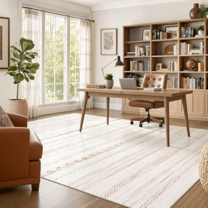 Nakagishi Boho 5x8 Area Rug Living Room Rugs Machine Washable Brown - color: Beige Brown, size: 5' X 8' (Rectangular)