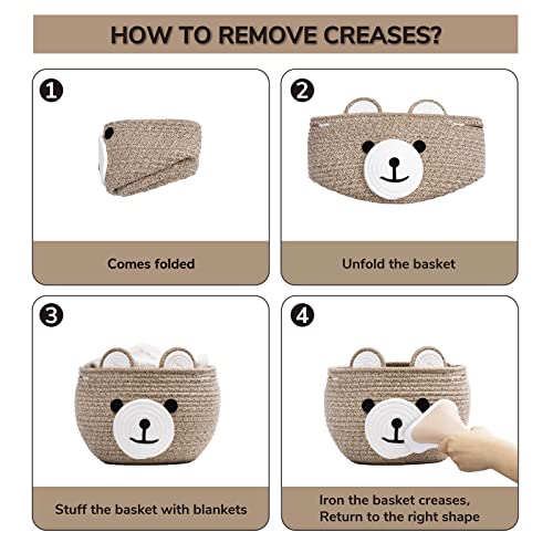 CherryNow Baby Basket for Gifts Empty, Cute Bear Design, Light Brown - color: Light Brown, size: 10.5"D x 8.5"H