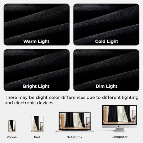 Joydeco Velvet Blackout Curtains 96 Inch Length 2 Panels, Black Out Curtains for Bedroom Living Room, Thermal Insulated Luxury Heavy Duty Drapes, Heat & Light Blocking, Back Tab&Rod Pocket,52"W x 96"L - color: Black, size: 52"W x 96"L (Pack of 2)