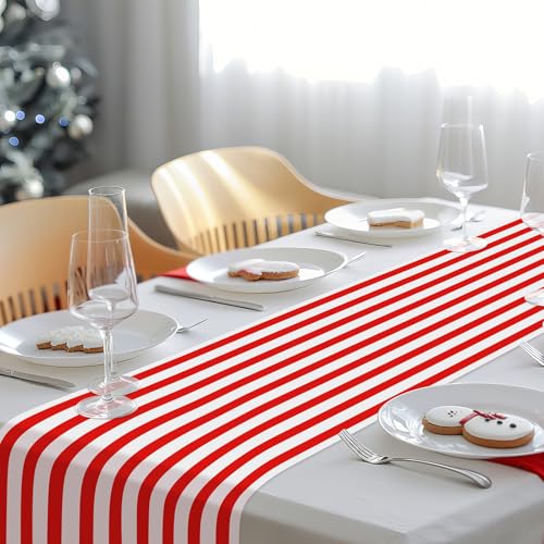 AmazingSpark Striped Table Runner Roll,Red,25' Long X 16" Wide - color: Red, size: 25' Long X 16" Wide