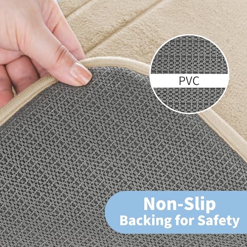 Cupic Cupid Memory Foam Toilet Rug 24"×20", U-Shaped Bath Mat, Beige - color: Deep Khaki, size: 1'8" x 2' (24" x 20"（U-Shape）)