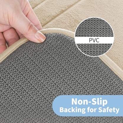 Cupic Cupid Memory Foam Toilet Rug 24"×20", U-Shaped Bath Mat, Beige - color: Deep Khaki, size: 1'8" x 2' (24" x 20"（U-Shape）)