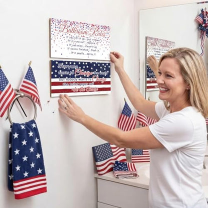 Jetec 2 Pcs Funny Bathroom Signs Wall Decor Farmhouse,Independence Day - style: Independence Day