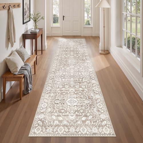 Soalmost 2.5'x8' Runner Rugs for Hallway, Washable Kitchen Runner Rug - color: Light Brown, size: 2'6" x 8' (Runner)